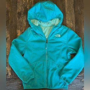 North Face GIRLS Hooded Reversible Jacket Size 10/12 color: teal/green
